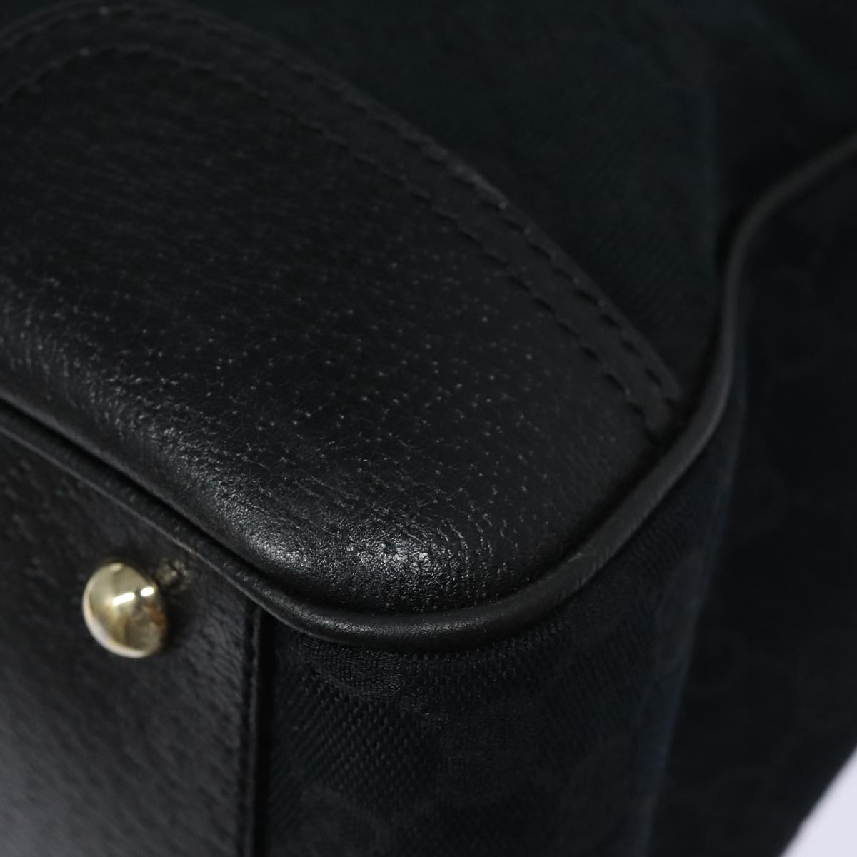 GUCCI Pretty GG Canvas Web Sherry Line Hand Bag Black Gold 177052 am6773