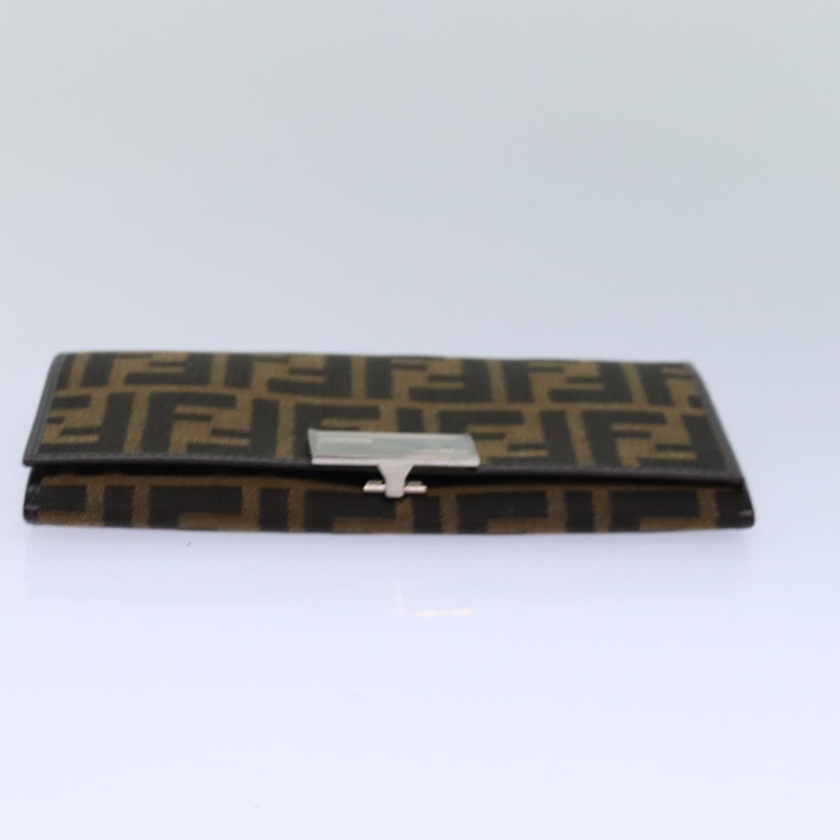 FENDI Zucca Canvas Long Wallet Black Brown Silver am6788