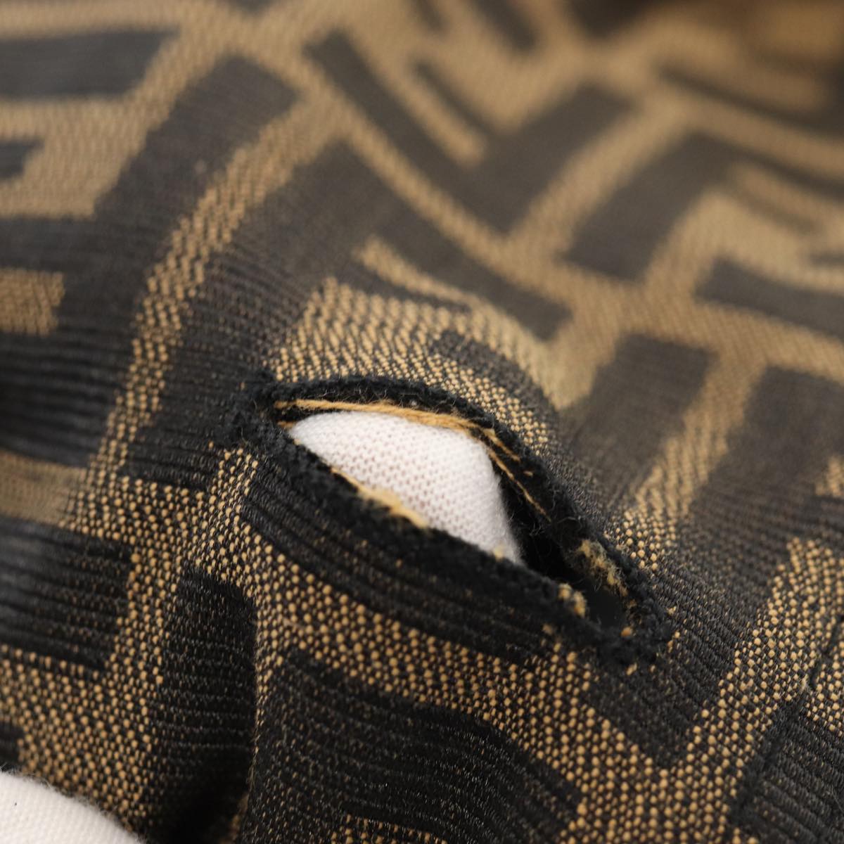 FENDI Jacket Zucca Canvas Jacket 38 Brown Black am6809