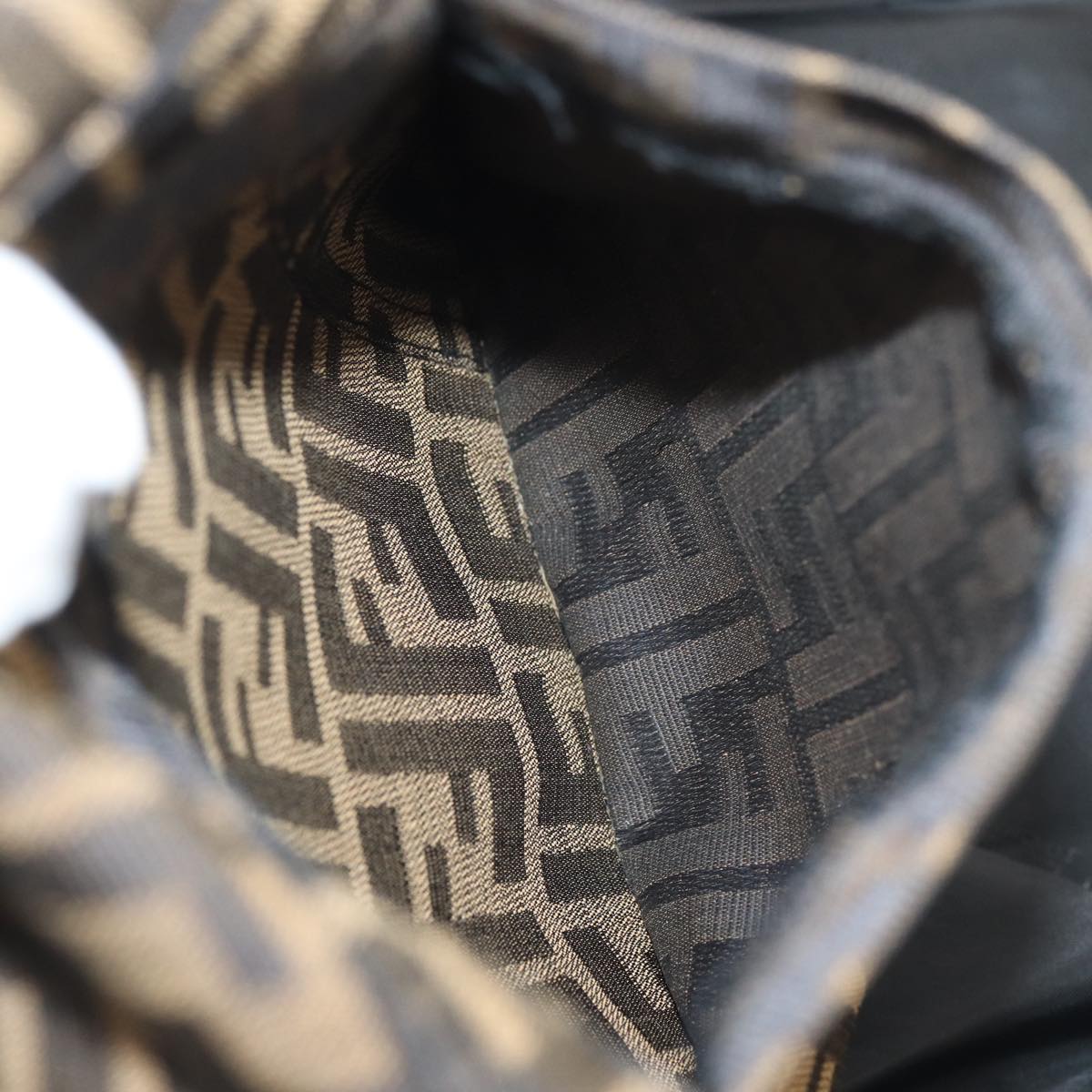 FENDI Jacket Zucca Canvas Jacket 38 Brown Black am6809
