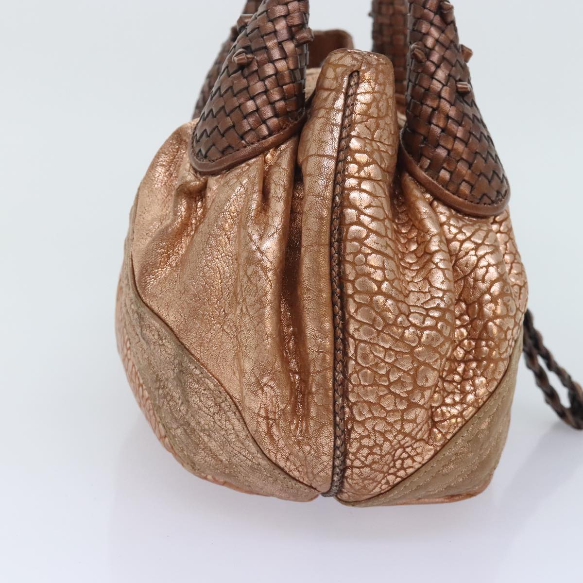 FENDI spy Hand Bag Leather Gold Tone am6841