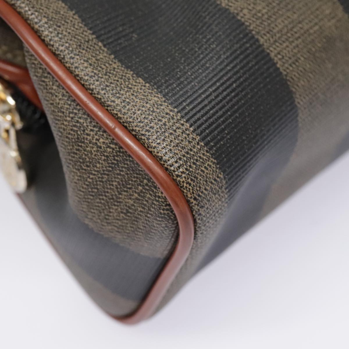 FENDI Pecan Canvas Hand Bag Coated Canvas 2way Brown Khaki am6873