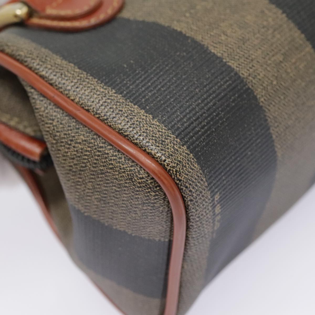 FENDI Pecan Canvas Hand Bag Coated Canvas 2way Brown Khaki am6873
