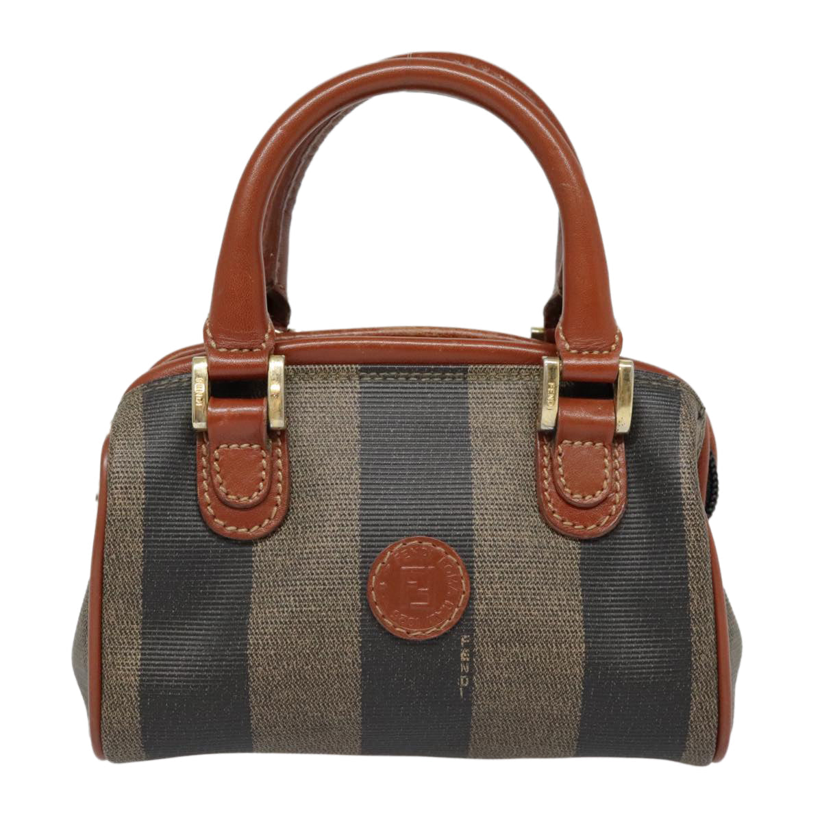 FENDI Pecan Canvas Hand Bag Coated Canvas 2way Brown Khaki am6873
