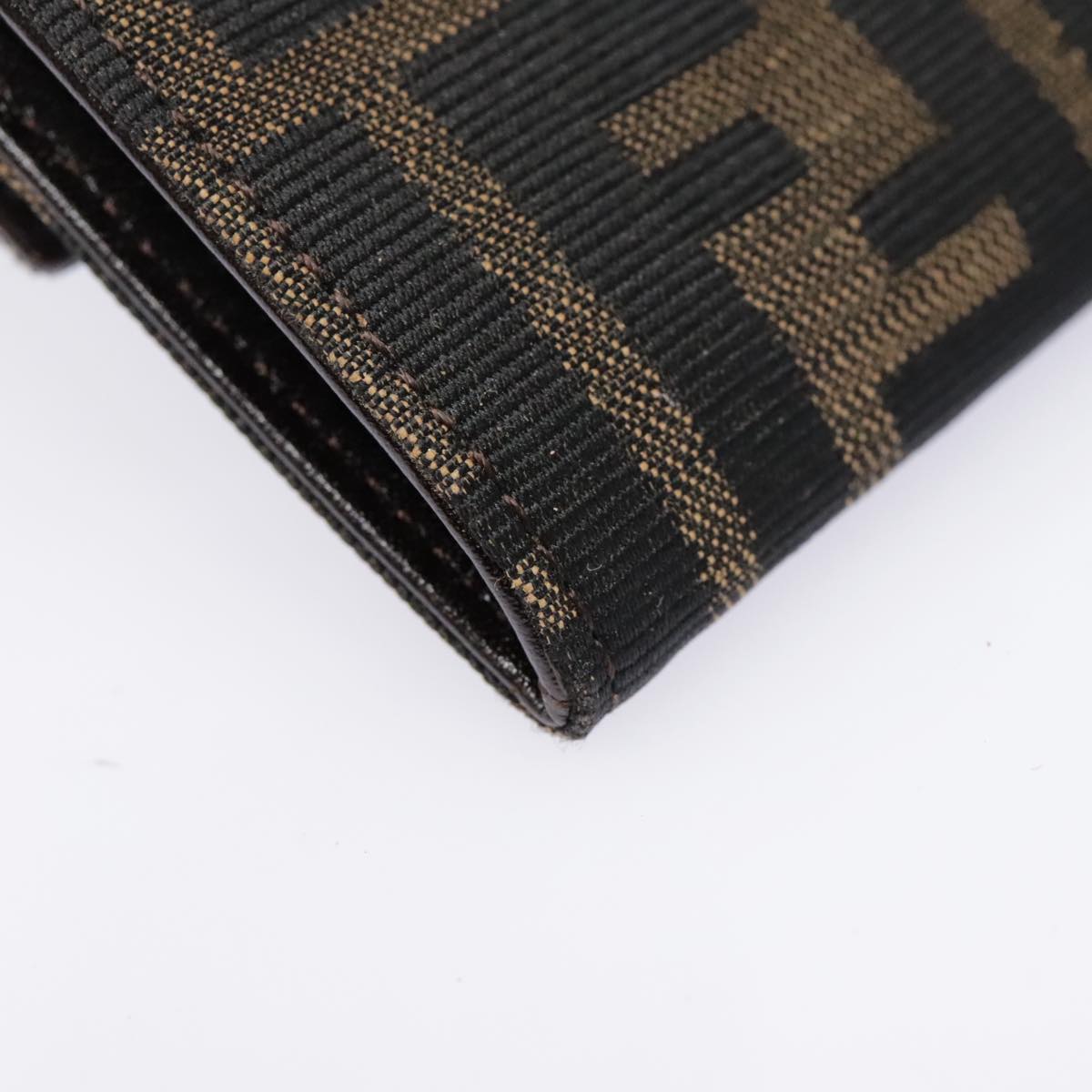 FENDI Zucca Canvas Long Wallet Black Brown Silver am6992