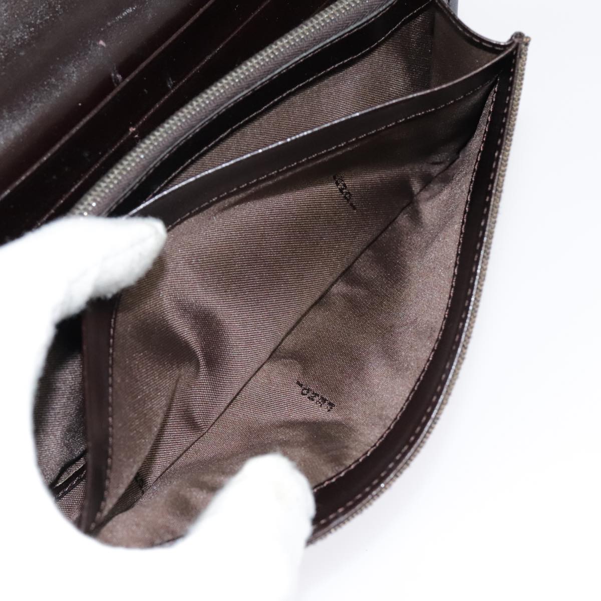 FENDI Zucca Canvas Long Wallet Black Brown Silver am6992