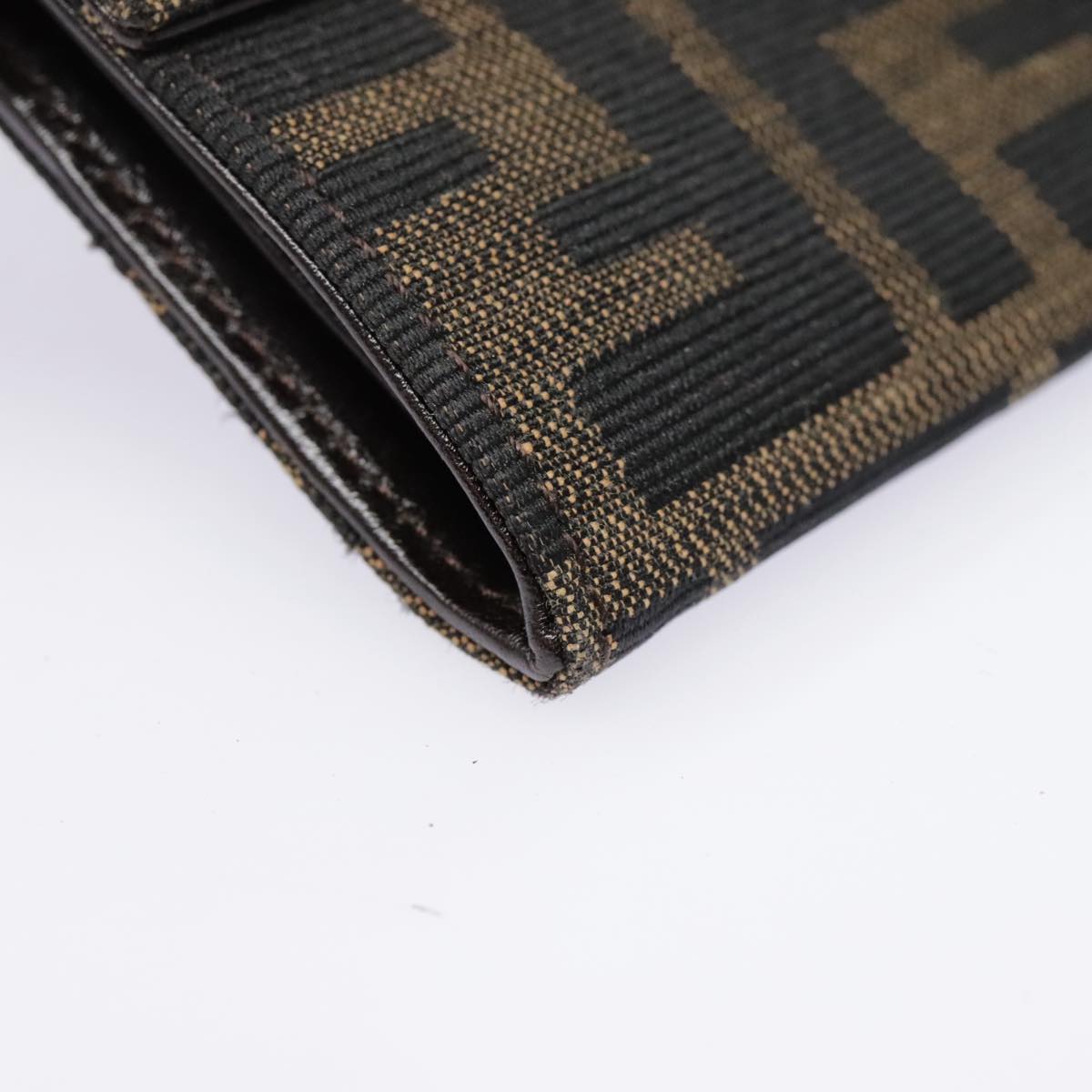 FENDI Zucca Canvas Long Wallet Black Brown Silver am6992