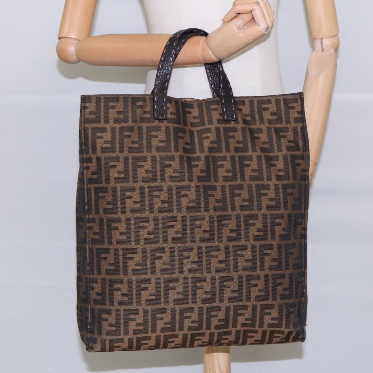 FENDI Zucca Canvas Tote Bag Brown Black am7065