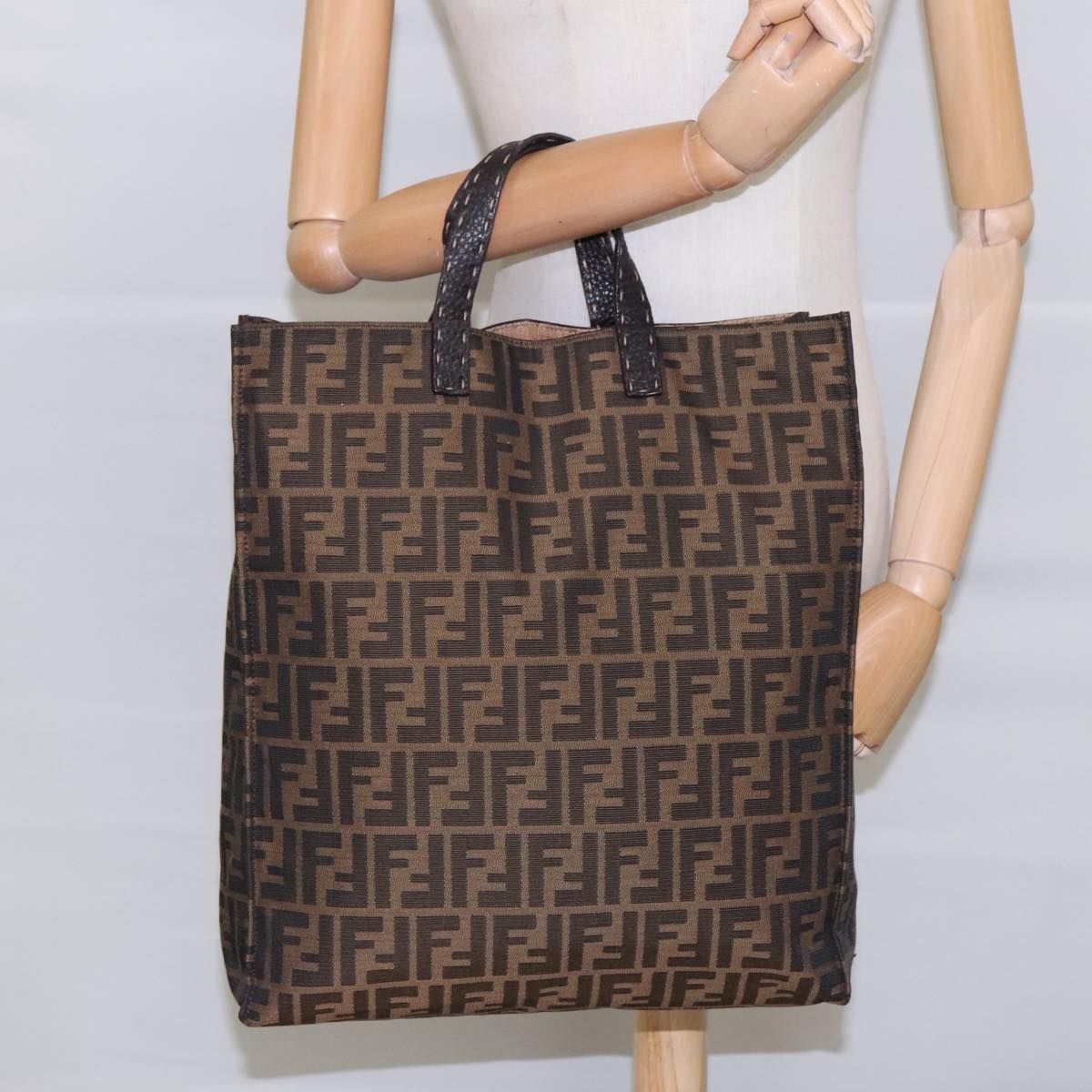 FENDI Zucca Canvas Tote Bag Brown Black am7065