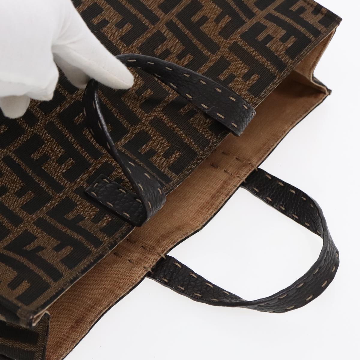 FENDI Zucca Canvas Tote Bag Brown Black am7065