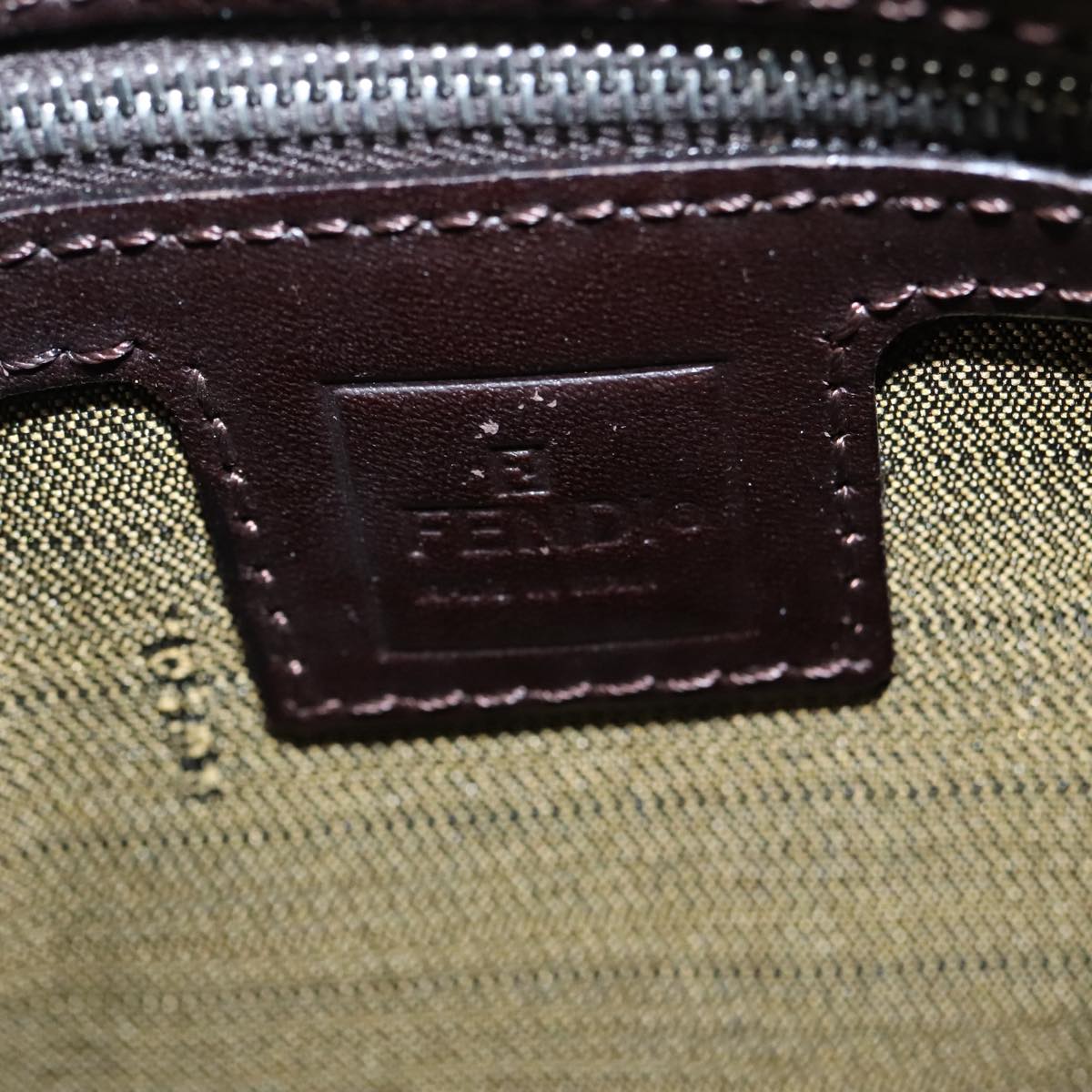 FENDI Zucca Canvas Mamma Baguette Shoulder Bag Black Brown Silver am7091A
