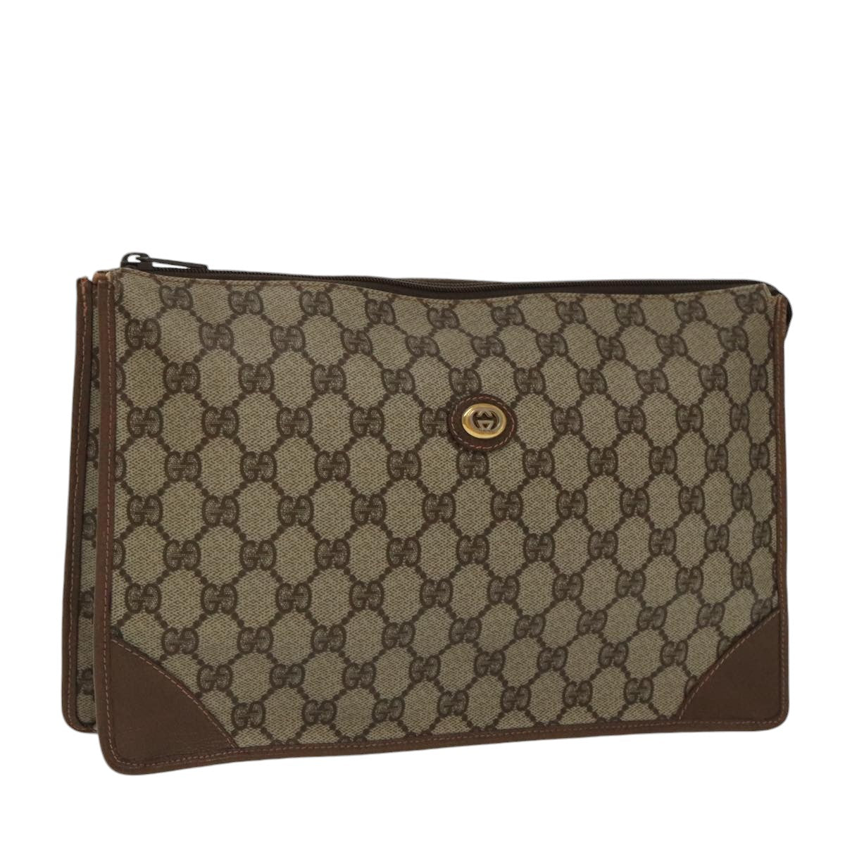 GUCCI GG Supreme Clutch Bag PVC Leather Beige 97 01 029 am7096