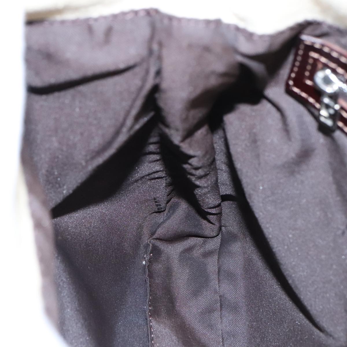 FENDI Zucca Canvas Mamma Baguette Shoulder Bag Beige Silver am7156