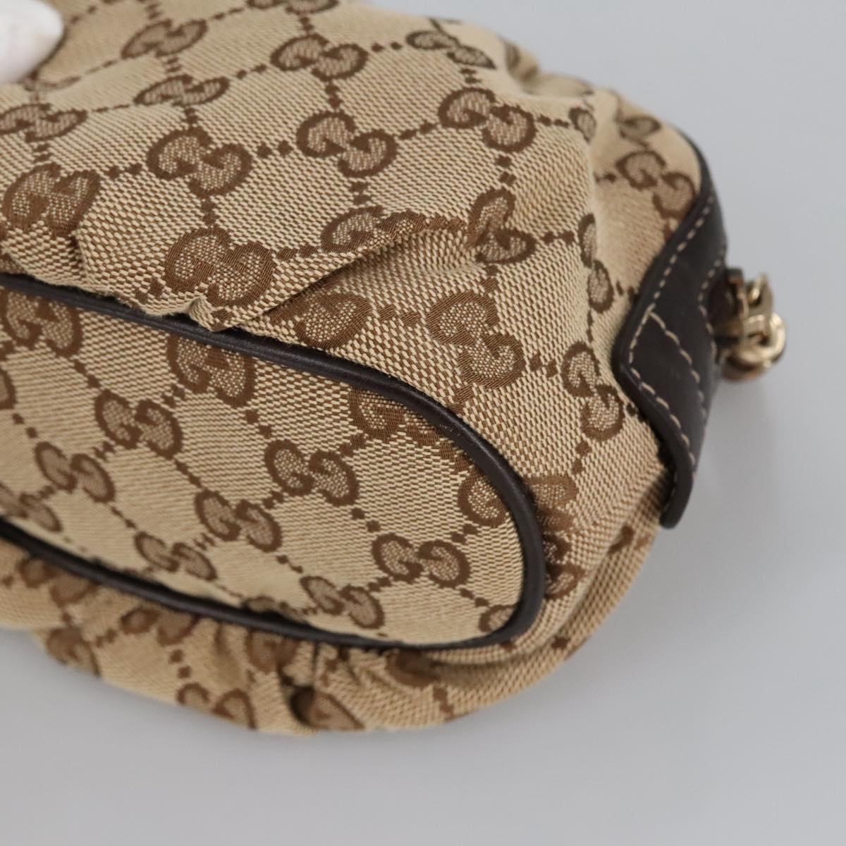 GUCCI Bamboo GG Canvas Pouch Beige 246175 am7217