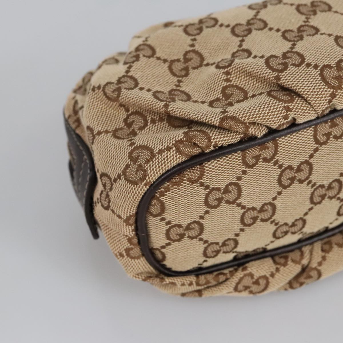 GUCCI Bamboo GG Canvas Pouch Beige 246175 am7217
