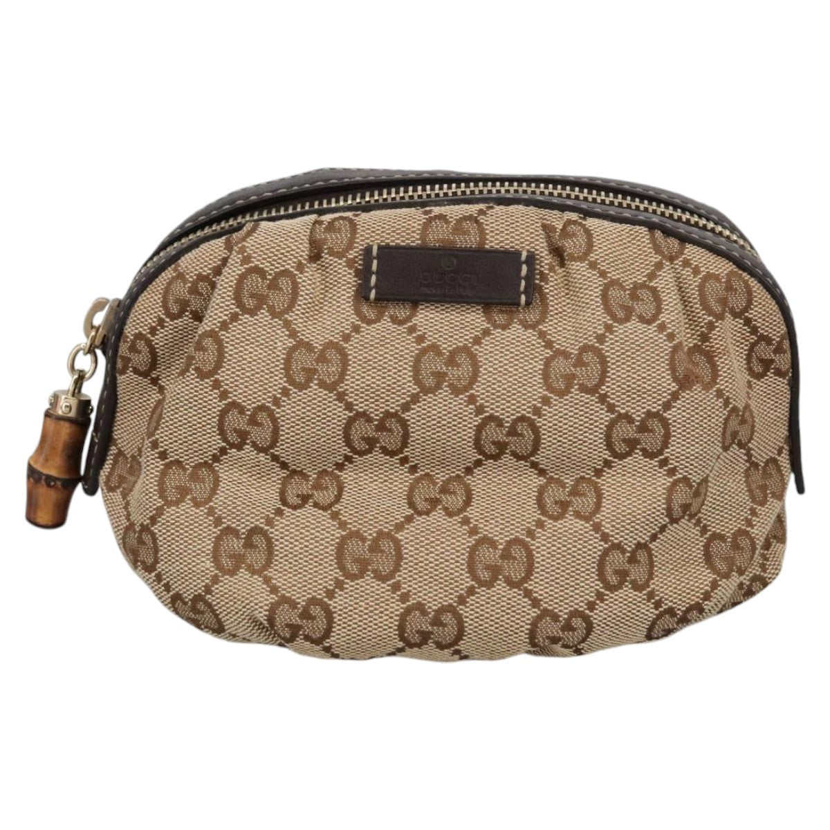 GUCCI Bamboo GG Canvas Pouch Beige 246175 am7217