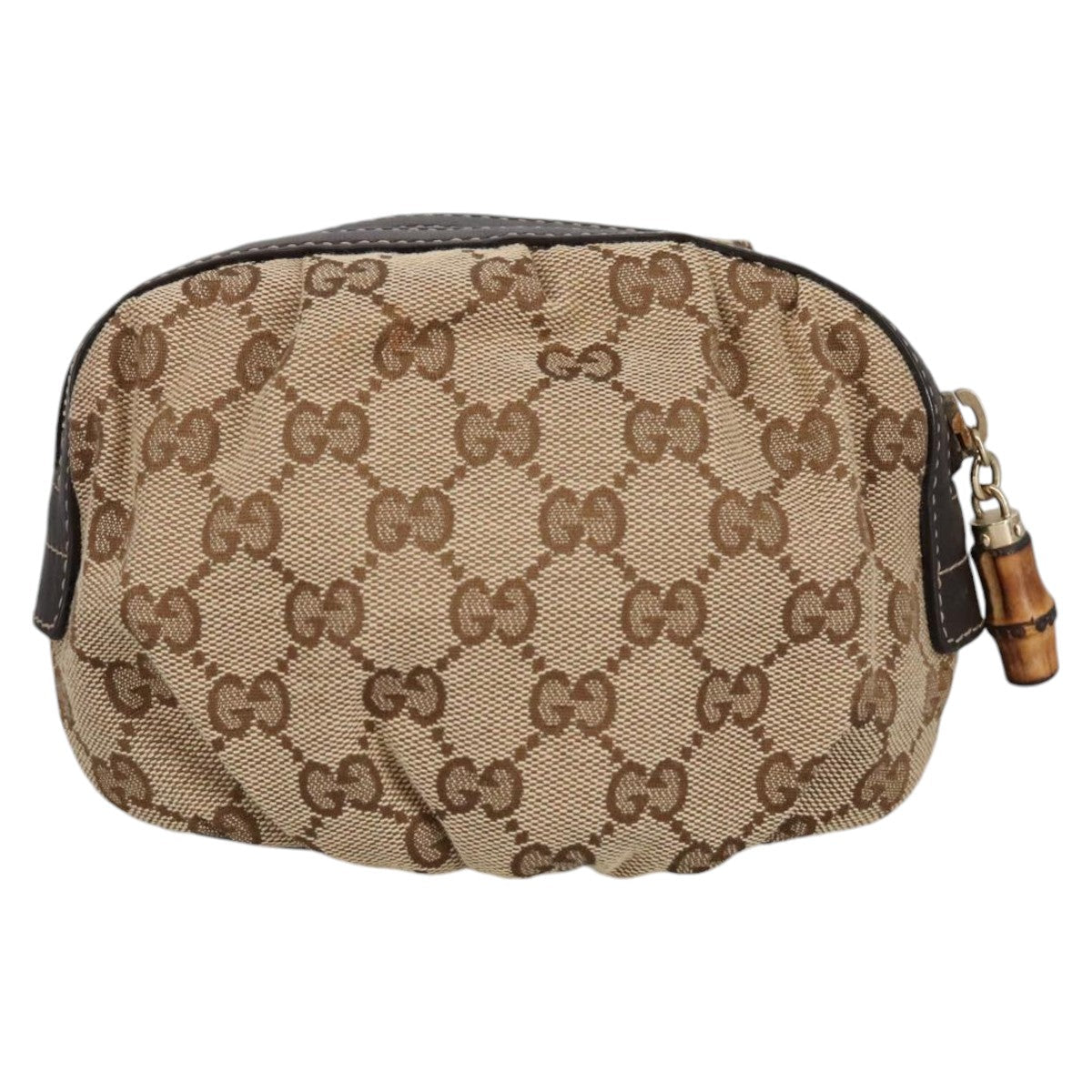 GUCCI Bamboo GG Canvas Pouch Beige 246175 am7217