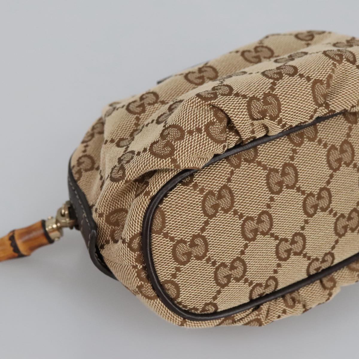 GUCCI Bamboo GG Canvas Pouch Beige 246175 am7217