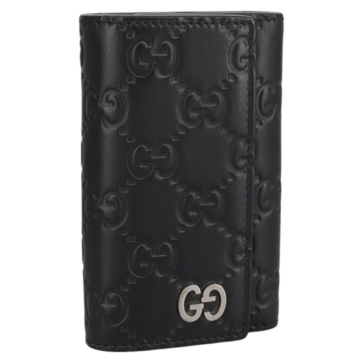 GUCCI GG Canvas Guccissima Key Case Leather Black 473924 am7224