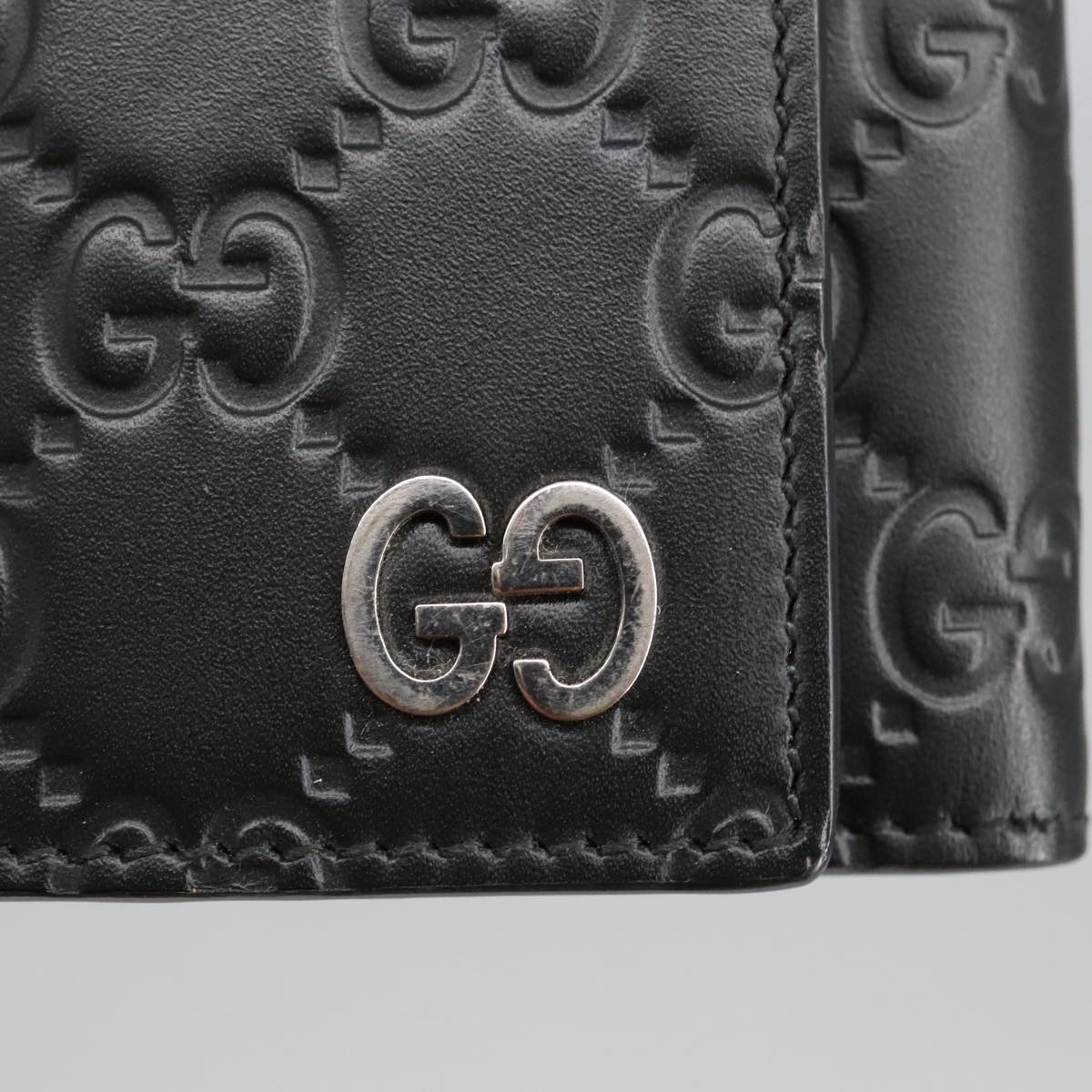 GUCCI GG Canvas Guccissima Key Case Leather Black 473924 am7224