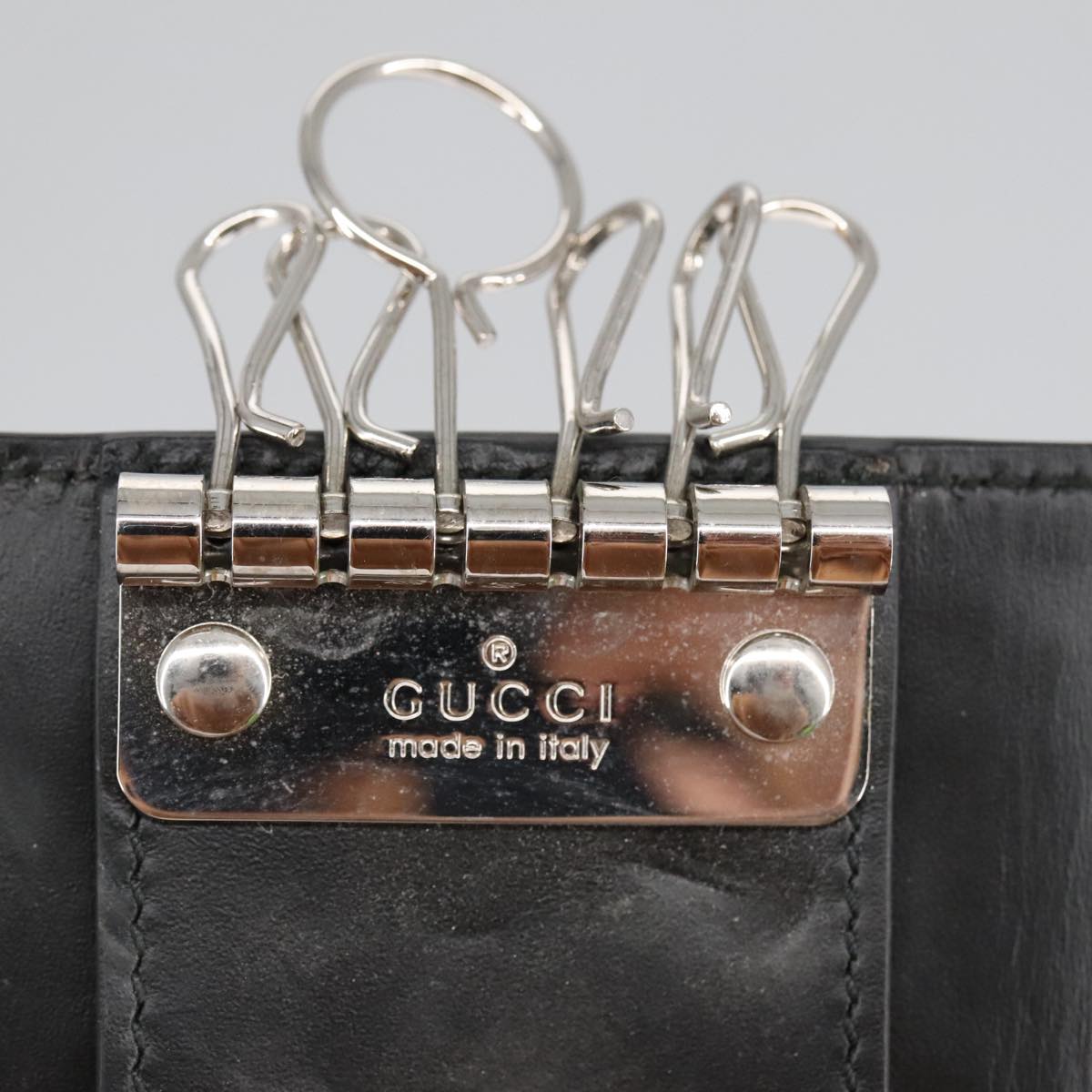 GUCCI GG Canvas Guccissima Key Case Leather Black 473924 am7224