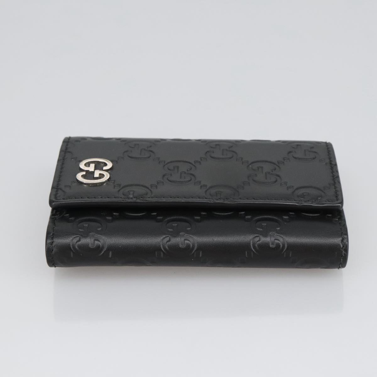GUCCI GG Canvas Guccissima Key Case Leather Black 473924 am7224