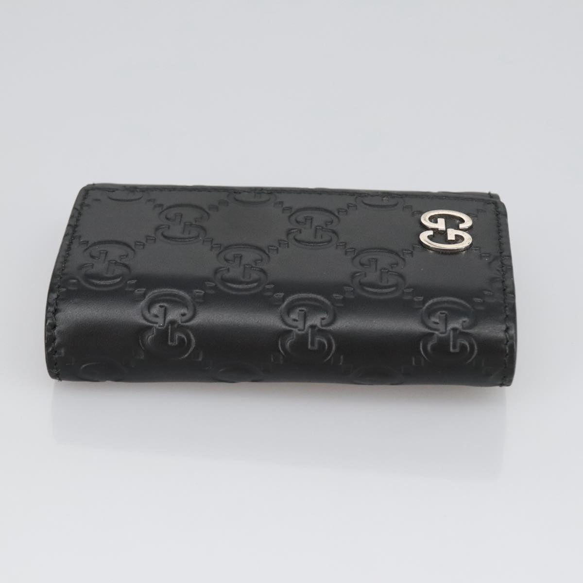 GUCCI GG Canvas Guccissima Key Case Leather Black 473924 am7224