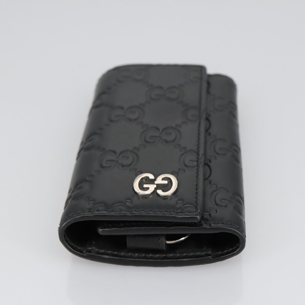 GUCCI GG Canvas Guccissima Key Case Leather Black 473924 am7224