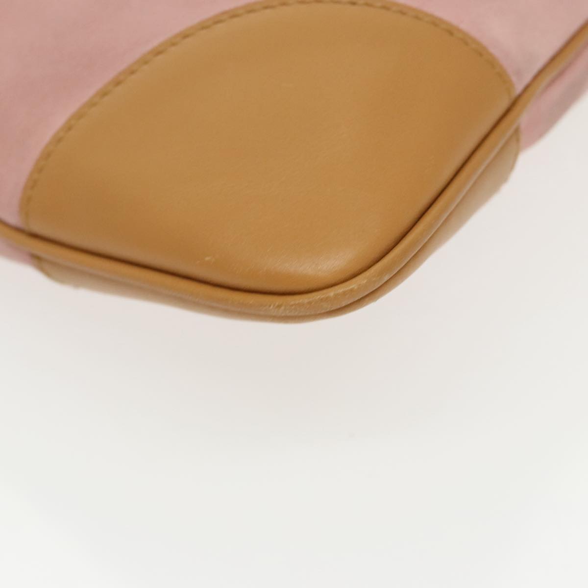 GUCCI Bamboo Hand Bag Suede Leather Gold Pink 001 4060 am7234