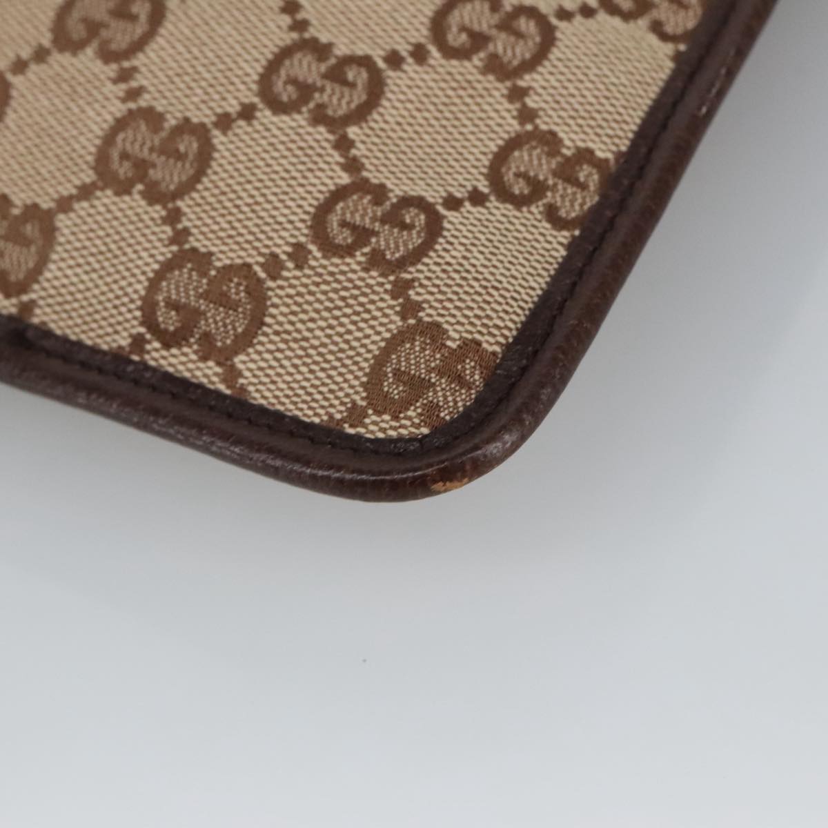 GUCCI GG Canvas Shoulder Bag Beige Silver 27639 am7265