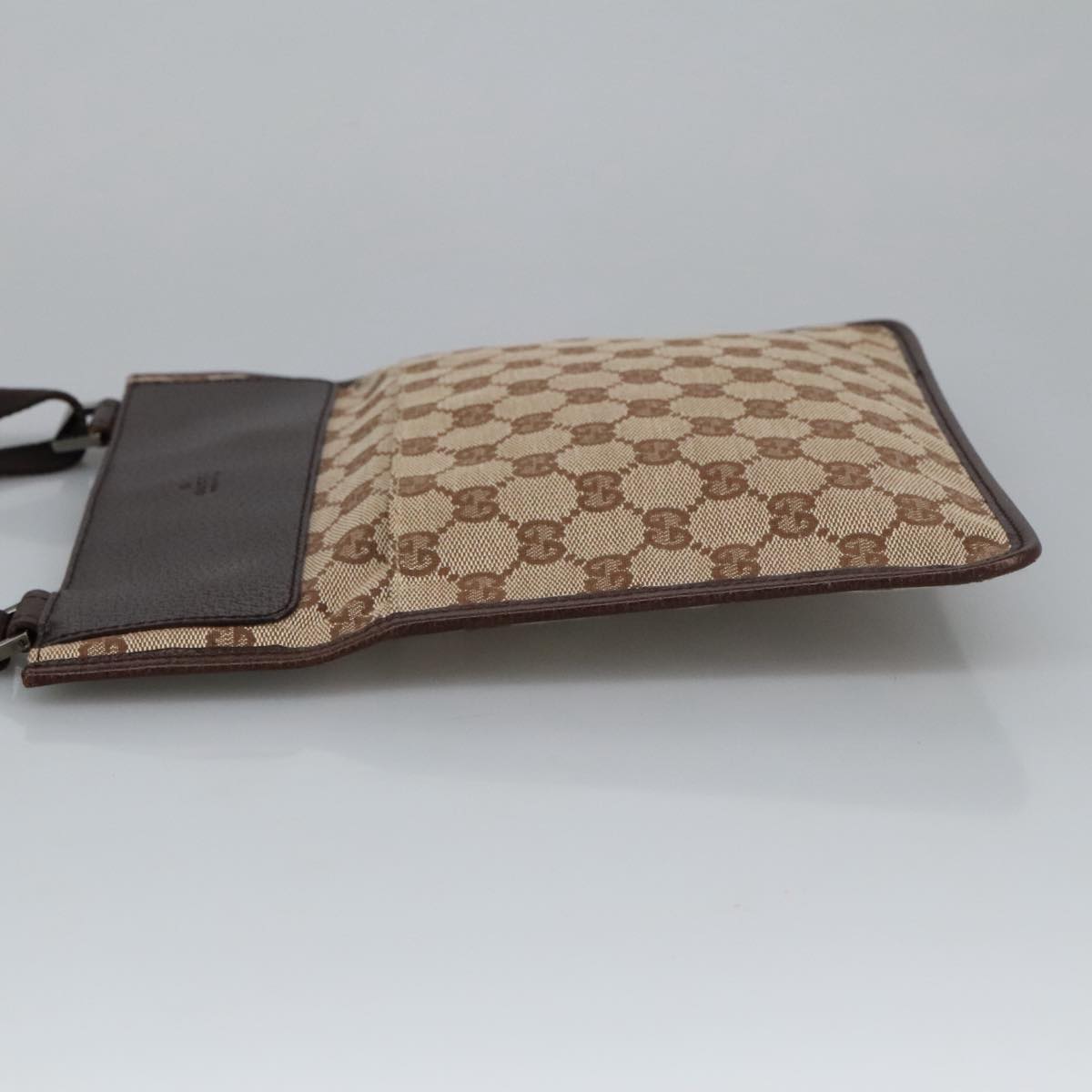 GUCCI GG Canvas Shoulder Bag Beige Silver 27639 am7265