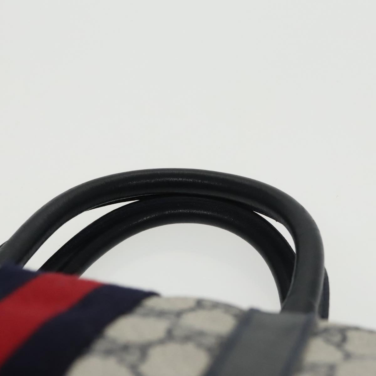 GUCCI GG Supreme Sherry Line Hand Bag PVC Navy Gold 012 3841 58 am7268