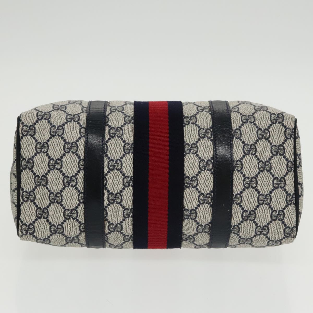 GUCCI GG Supreme Sherry Line Hand Bag PVC Navy Gold 012 3841 58 am7268