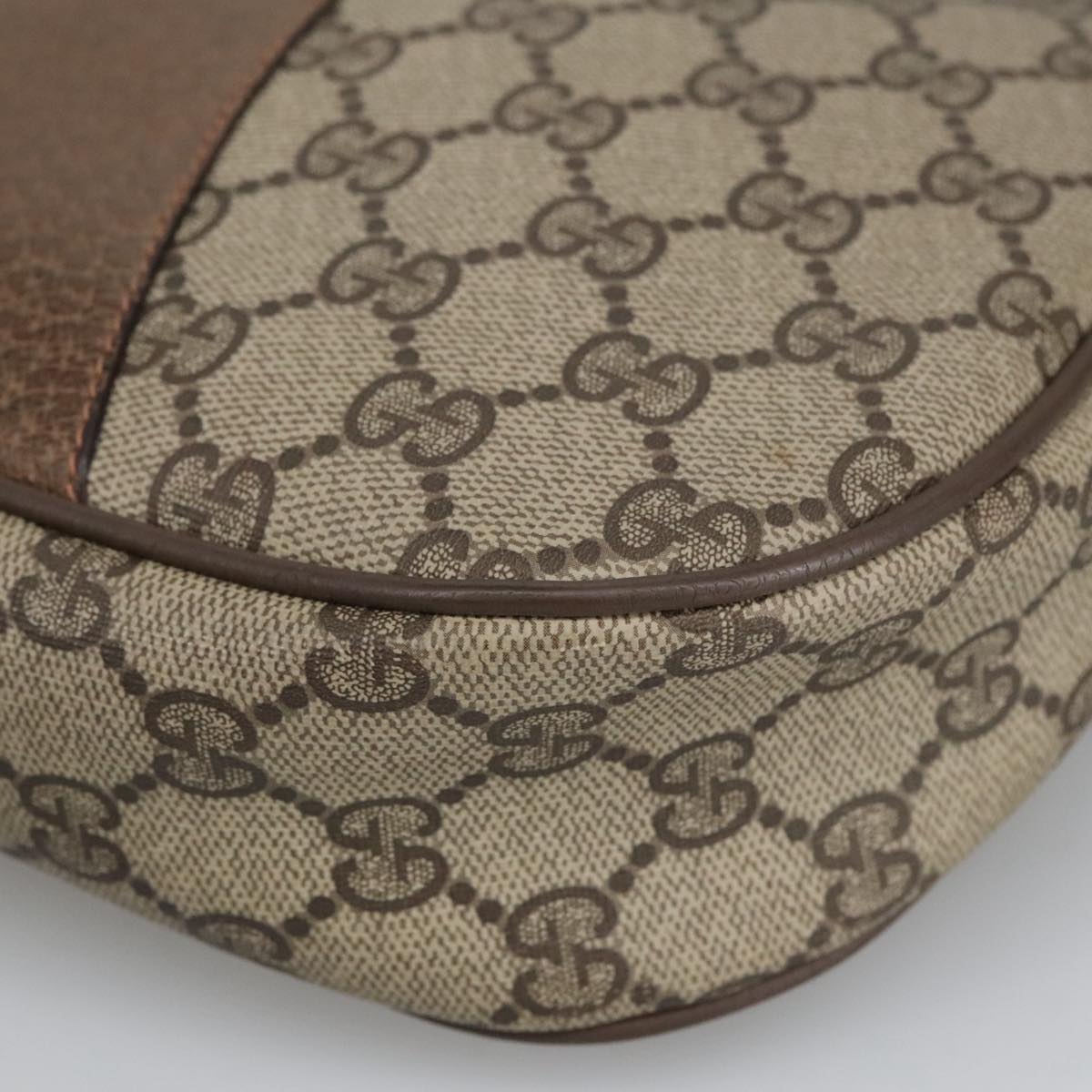 GUCCI GG Supreme Web Sherry Line Clutch Bag PVC Beige Gold 89 01 034 am7287