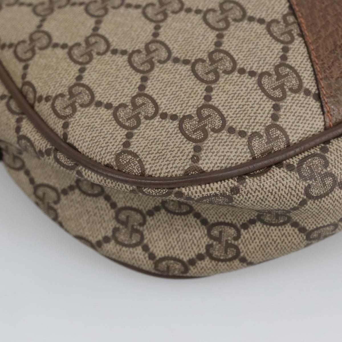 GUCCI GG Supreme Web Sherry Line Clutch Bag PVC Beige Gold 89 01 034 am7287