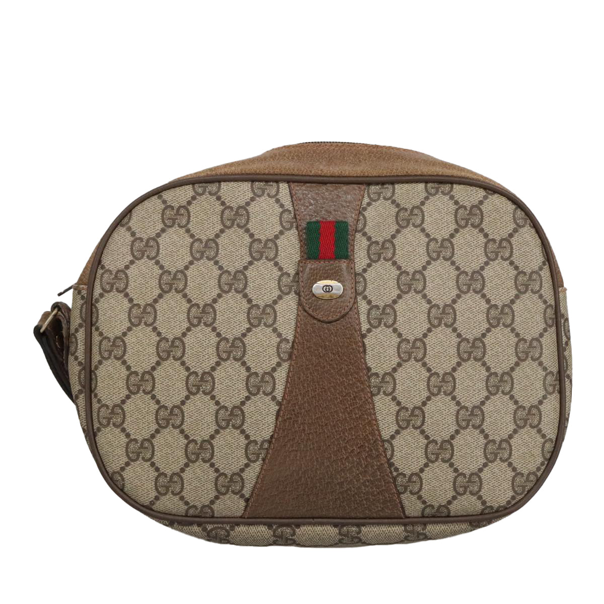 GUCCI GG Supreme Web Sherry Line Clutch Bag PVC Beige Gold 89 01 034 am7287