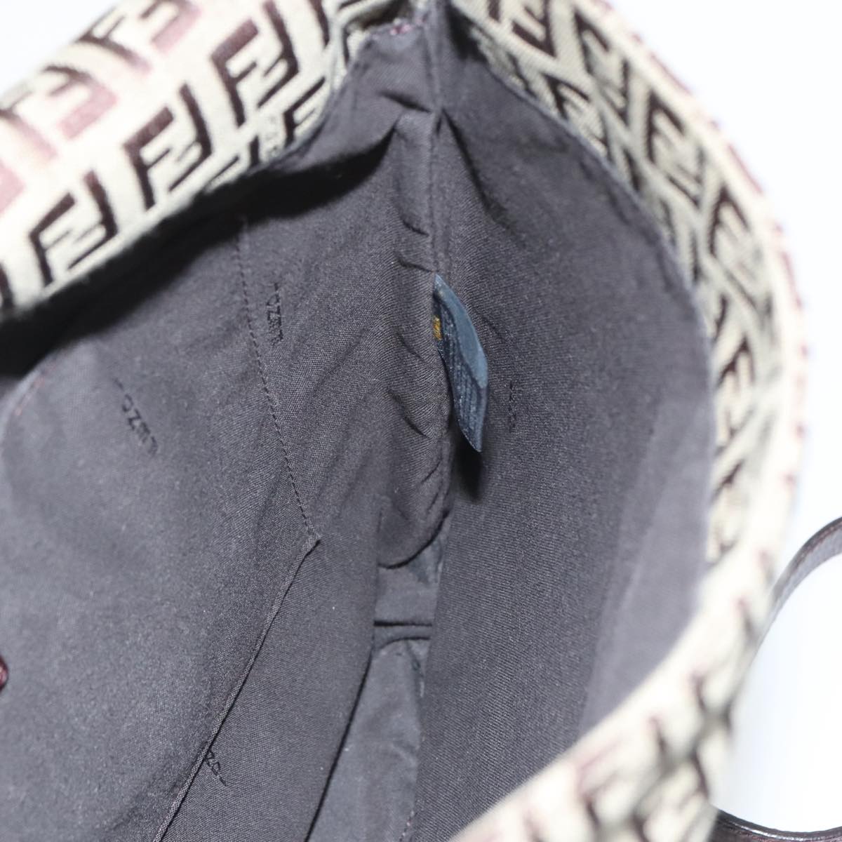 FENDI Zucchino Canvas Shoulder Bag Brown Gold am7306