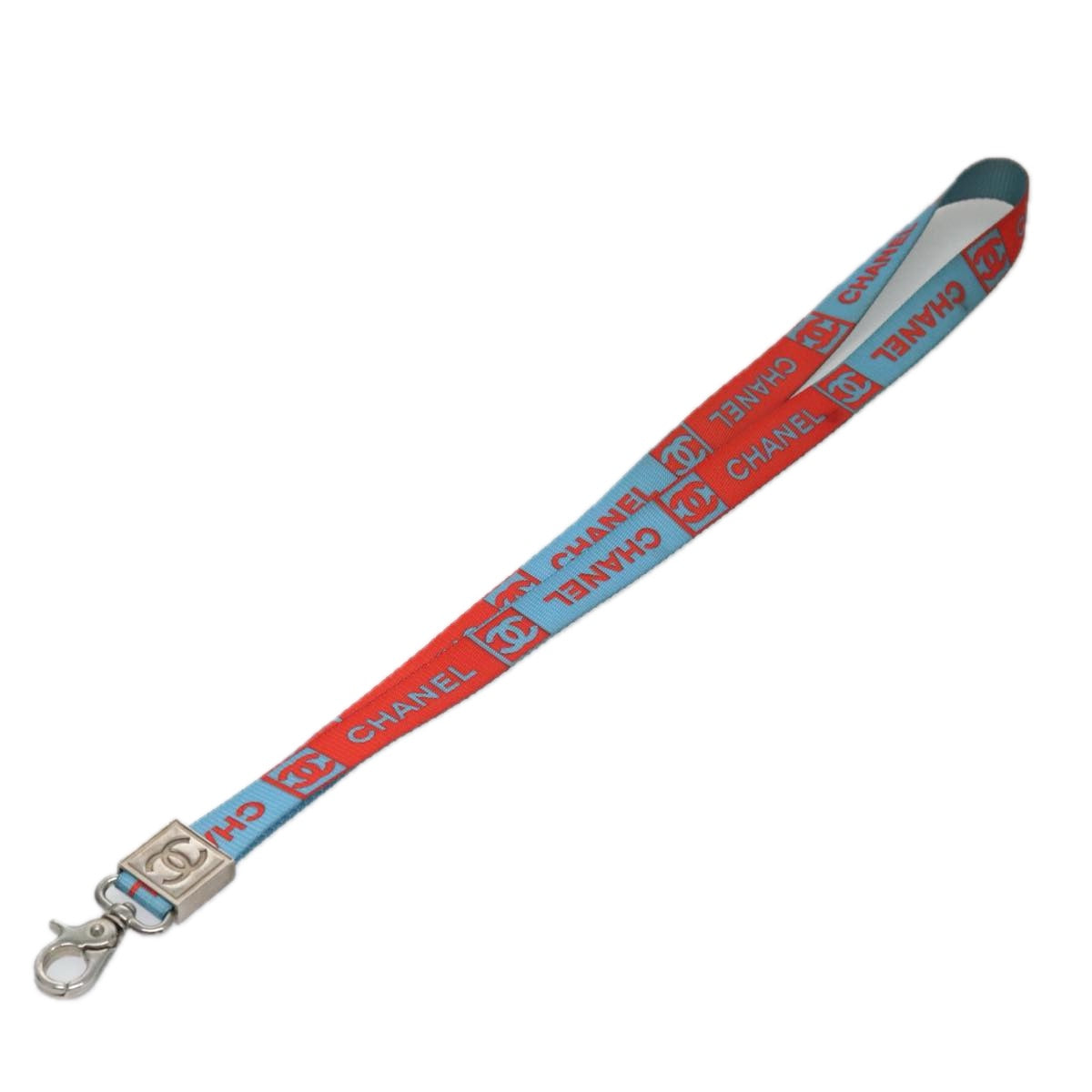 CHANEL Neck Strap Canvas Red Blue CC am7445