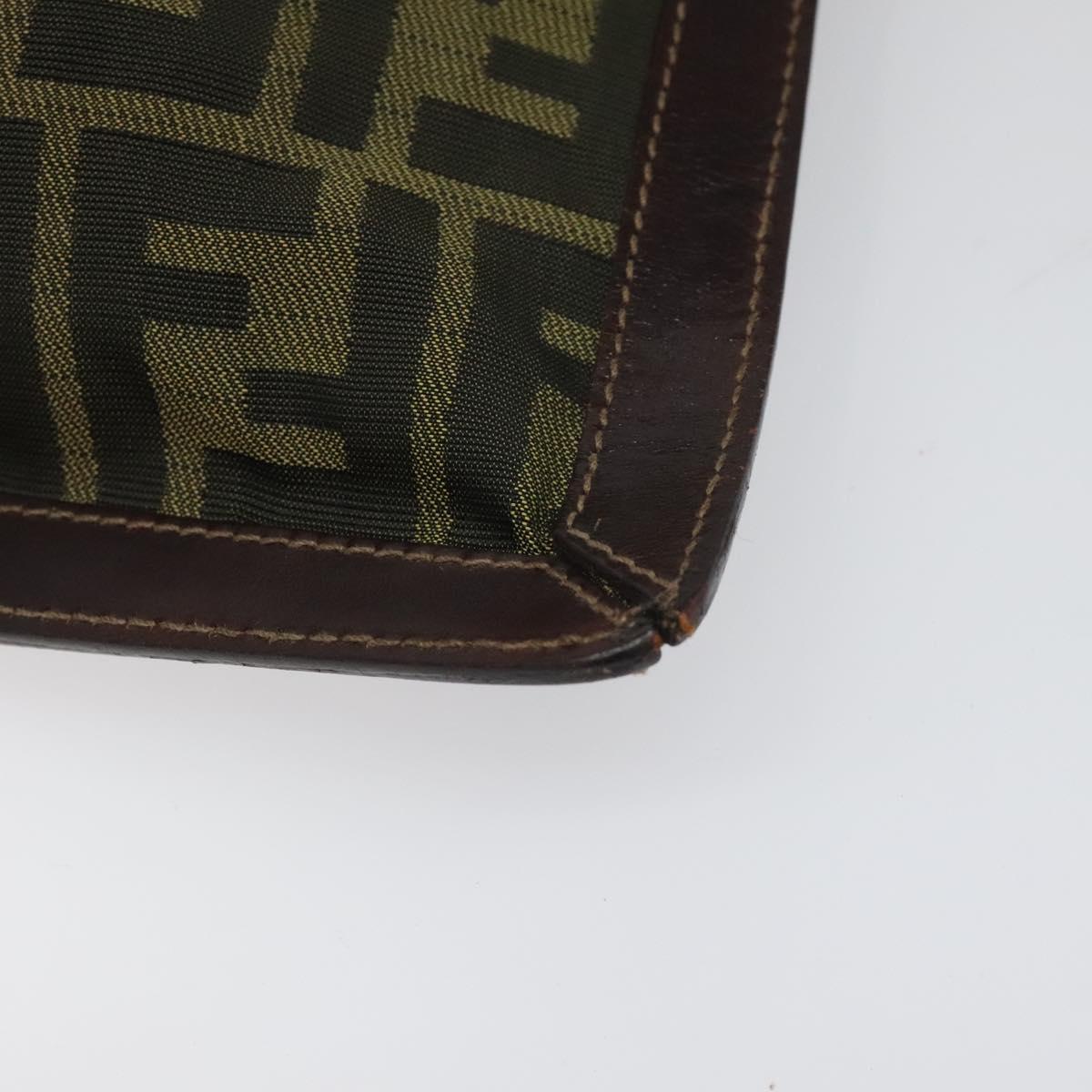 FENDI Zucca Canvas Clutch Bag Brown Black gold am7688