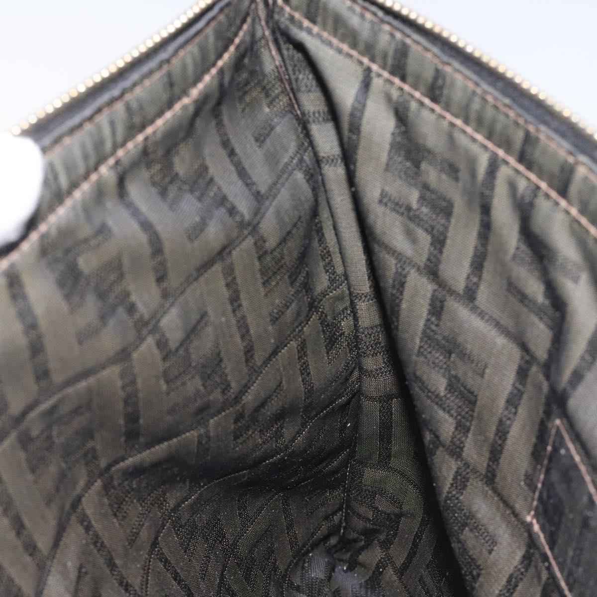 FENDI Zucca Canvas Clutch Bag Brown Black gold am7688