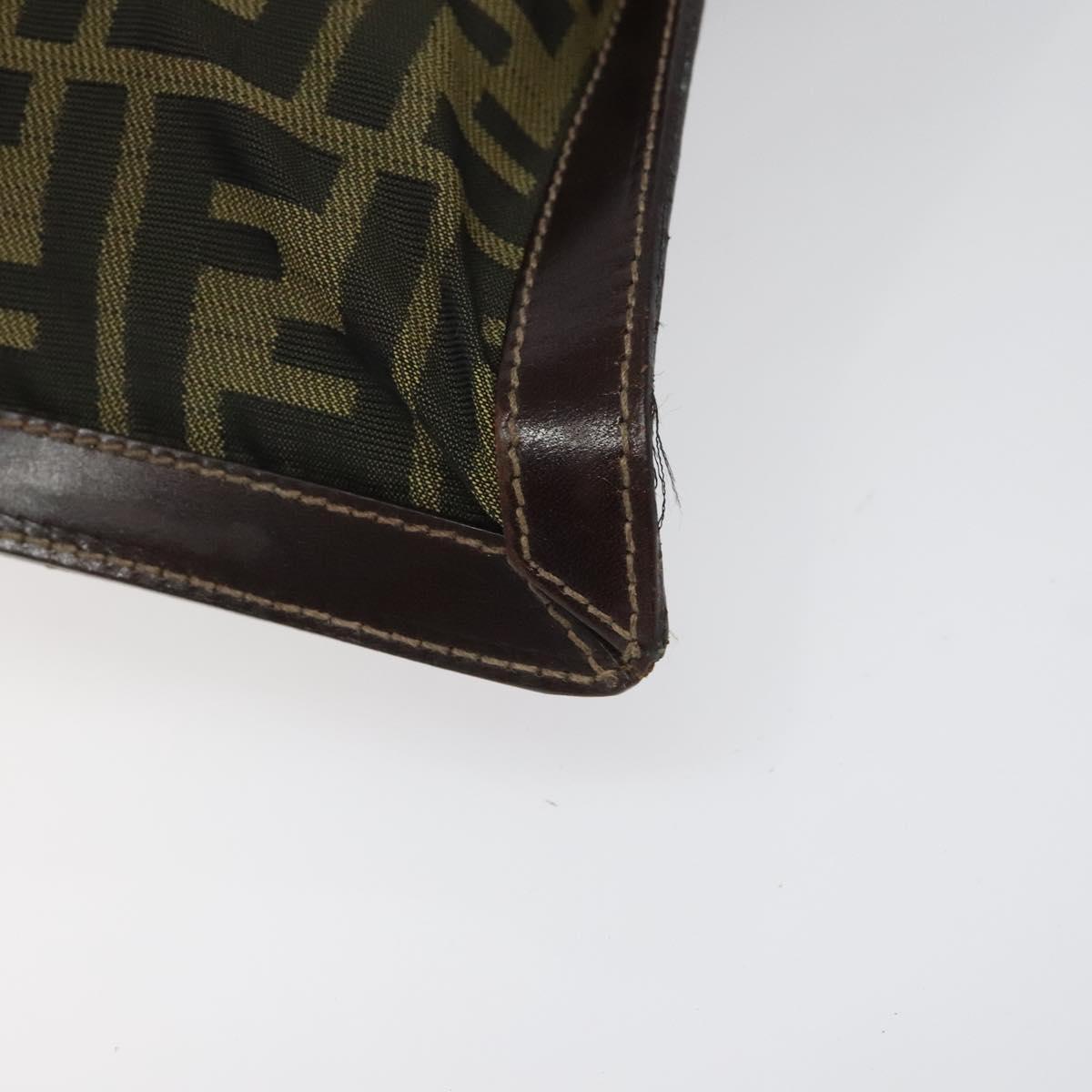 FENDI Zucca Canvas Clutch Bag Brown Black gold am7688
