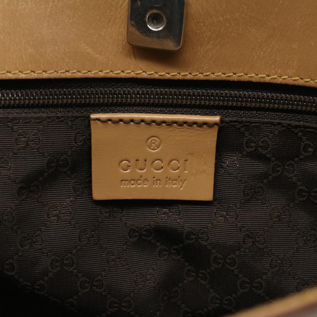 GUCCI Sherry Line Tote Bag Leather Beige Brown 73983 ar10000