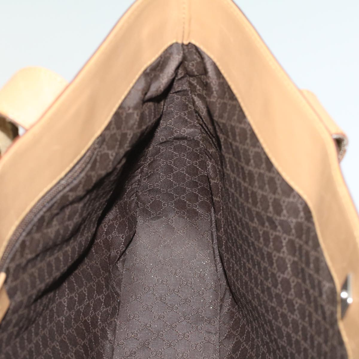 GUCCI Sherry Line Tote Bag Leather Beige Brown 73983 ar10000