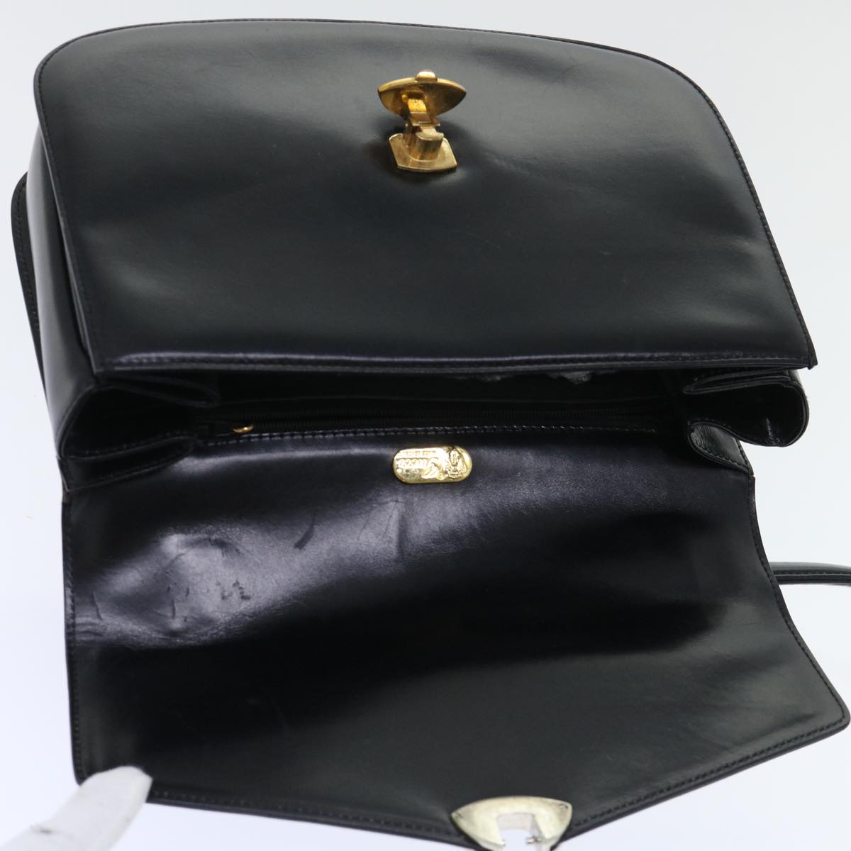 GUCCI Hand Bag Leather Black ar10018B