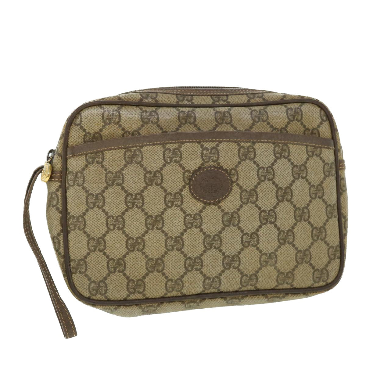 GUCCI GG Canvas Clutch Bag PVC Leather Beige 014.58.0128 ar10041B