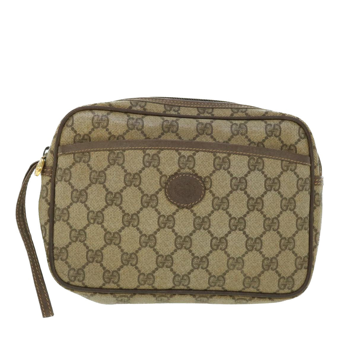 GUCCI GG Canvas Clutch Bag PVC Leather Beige 014.58.0128 ar10041B