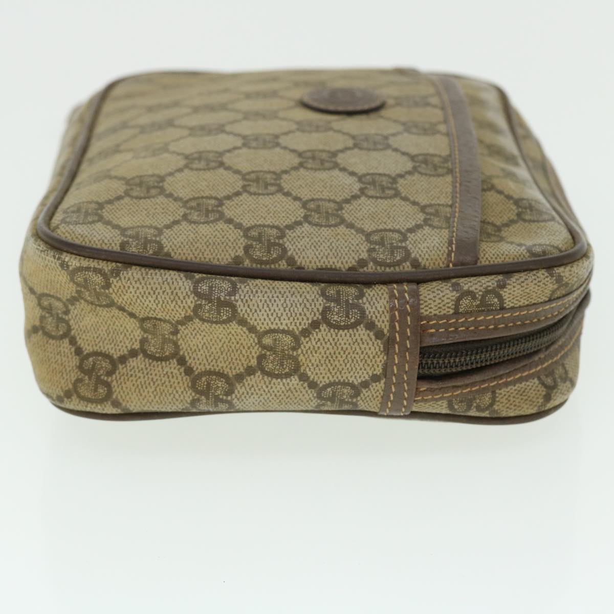 GUCCI GG Canvas Clutch Bag PVC Leather Beige 014.58.0128 ar10041B