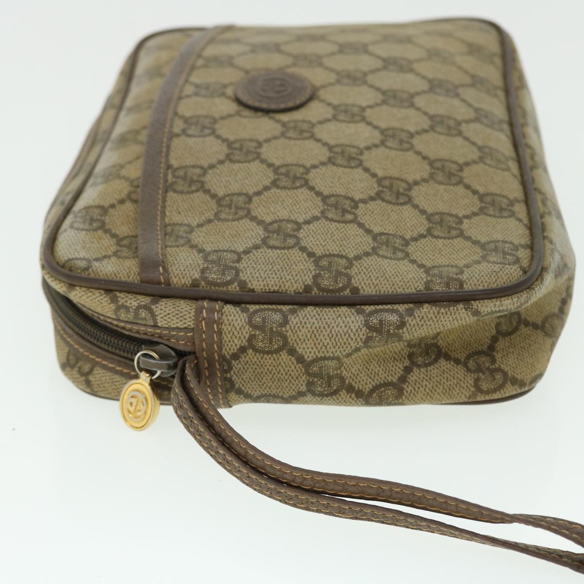 GUCCI GG Canvas Clutch Bag PVC Leather Beige 014.58.0128 ar10041B
