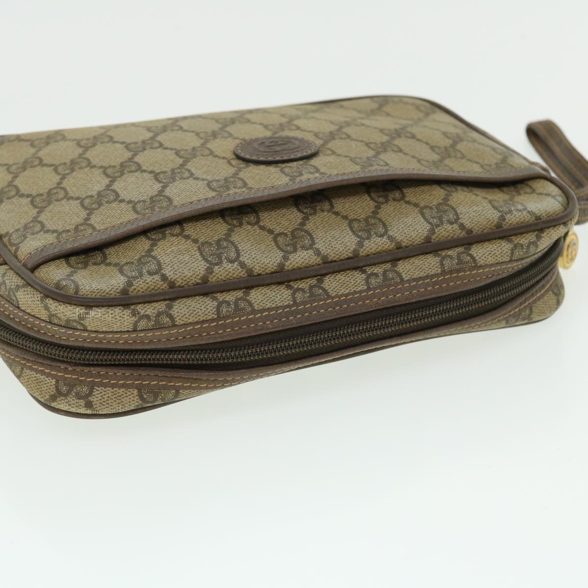 GUCCI GG Canvas Clutch Bag PVC Leather Beige 014.58.0128 ar10041B