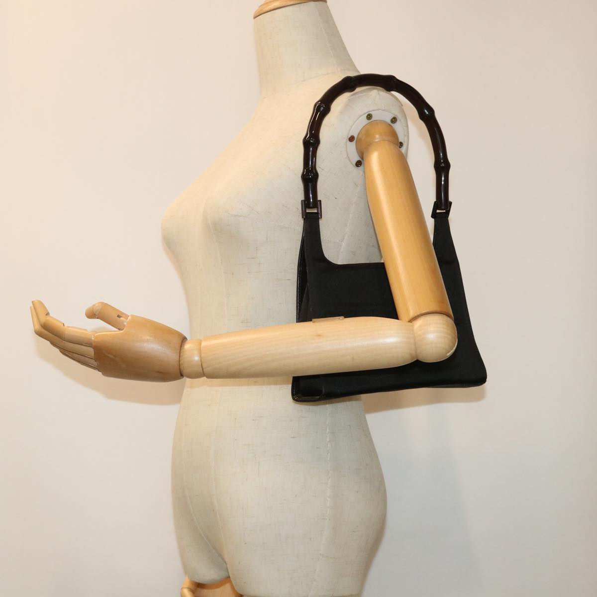 GUCCI Bamboo Shoulder Bag Nylon Black 000.0822 ar10047B